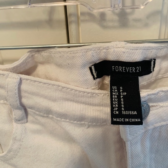 White Forever 21 Ripped Jean Shorts - Picture 3 of 3